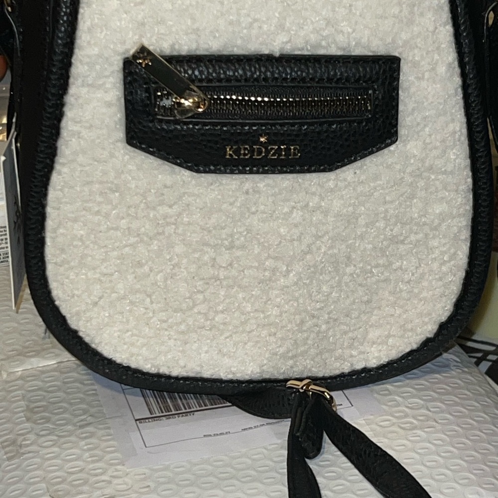 3/$20 Black and White Sherpa Crossbody Bag